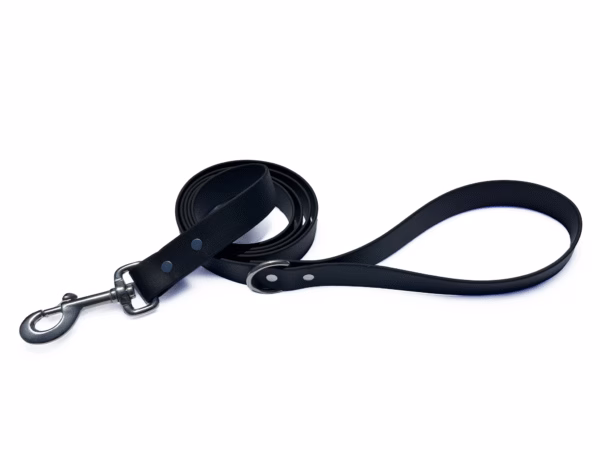 Odyssey Leash Co. BioThane Dog Leash 6ft, 1in Wide, Waterproof, 1,000lb Strength, Stainless Steel Hardware, Hand Assembled in The US (8 Colors) (Black)  Pet Supplies